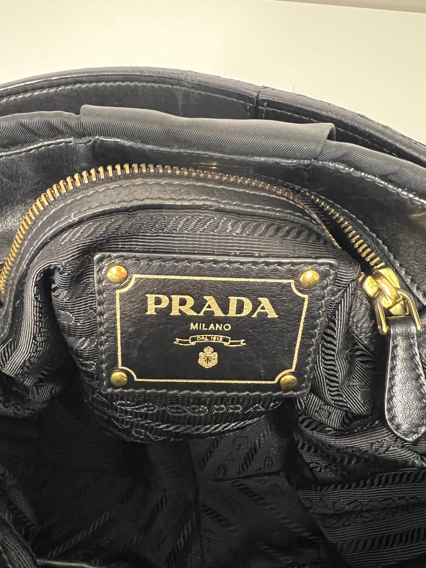 Prada Tessuto Nylon Gathered Top Handle Bag