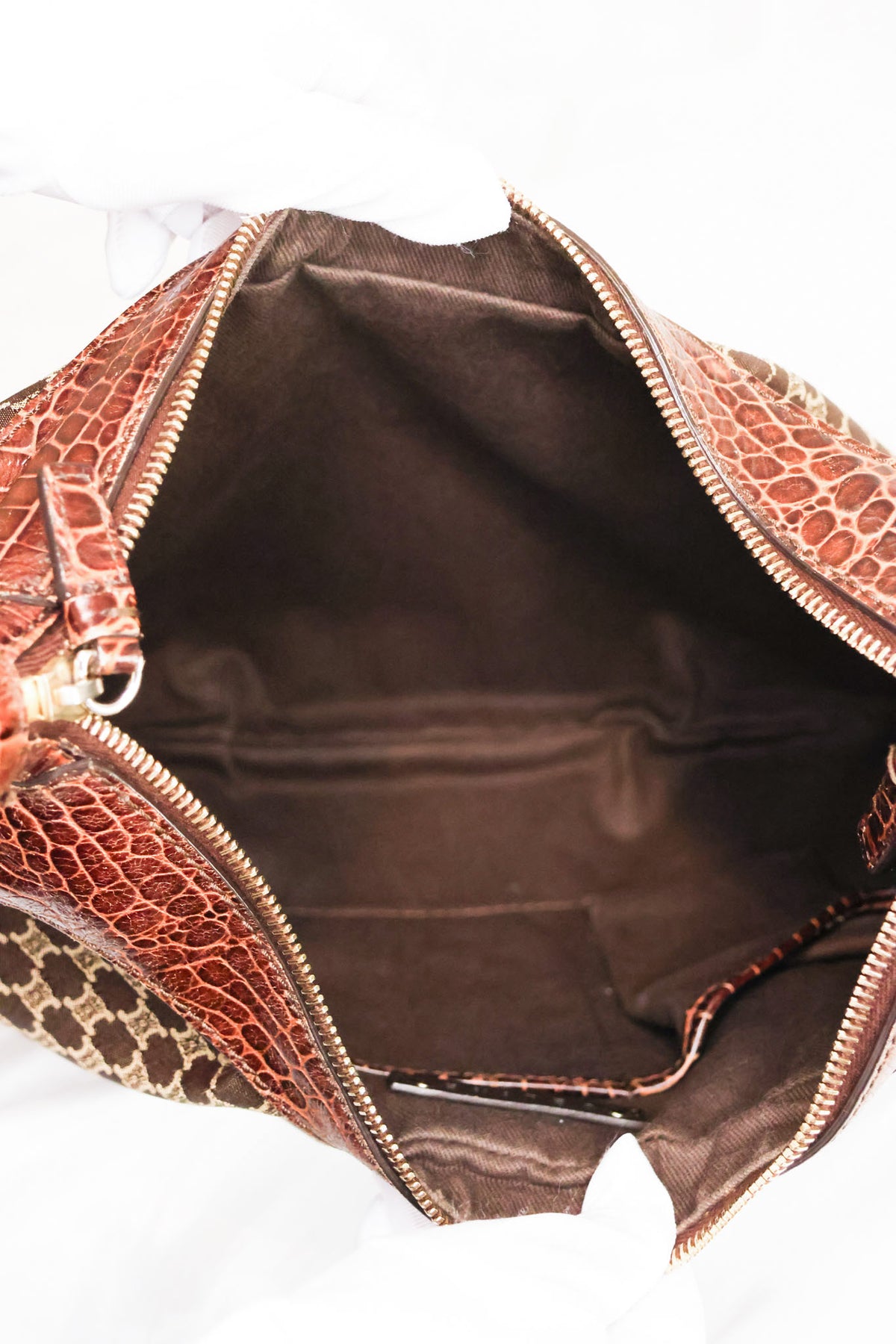 Celine Macadam One shoulder Croc embossed bag