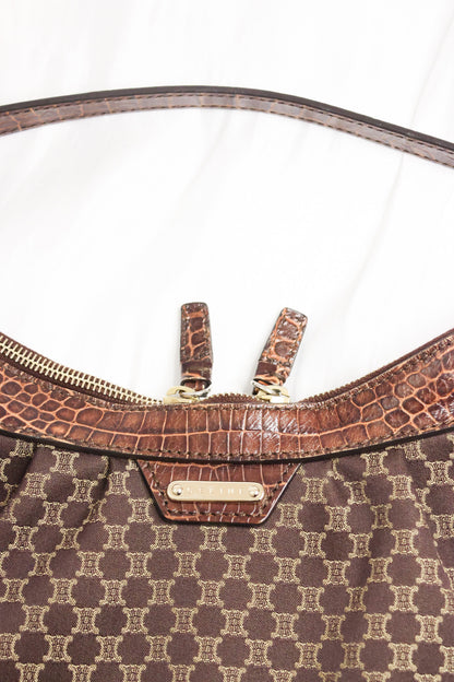 Celine Macadam One shoulder Croc embossed bag