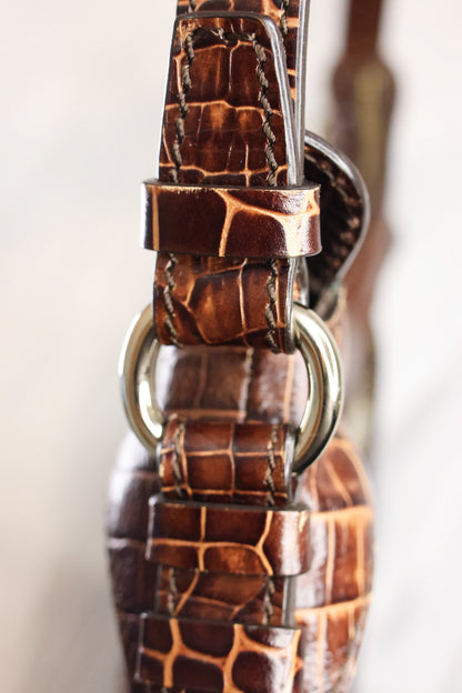Celine Macadam One shoulder Croc embossed bag