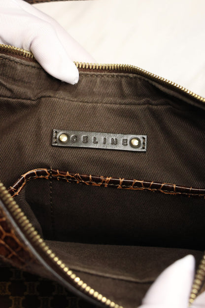 Celine Macadam One shoulder Croc embossed bag