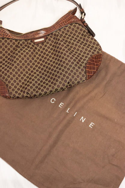 Celine Macadam One shoulder Croc embossed bag