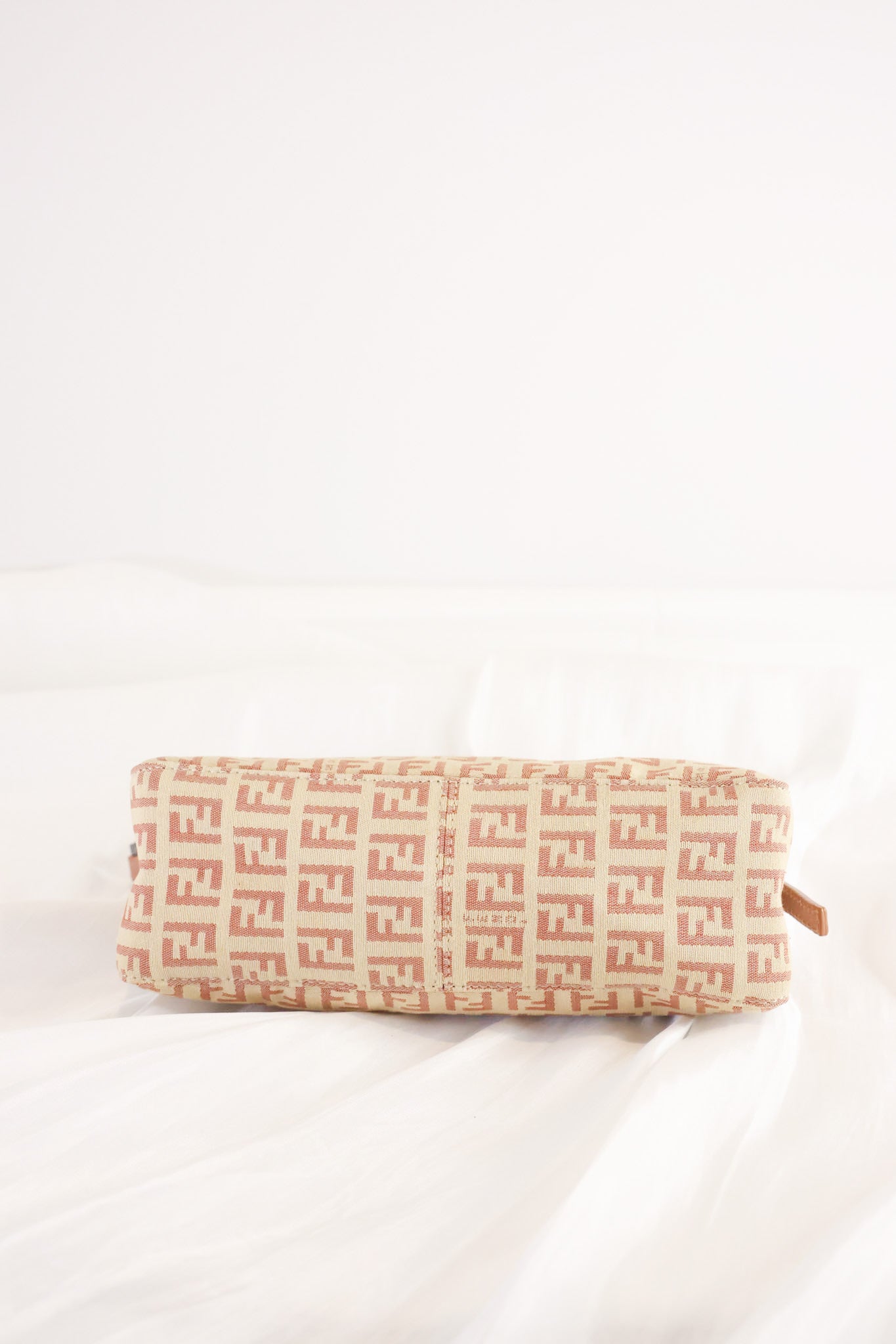 Fendi Zucchino Baguette Canvas Leather Bag