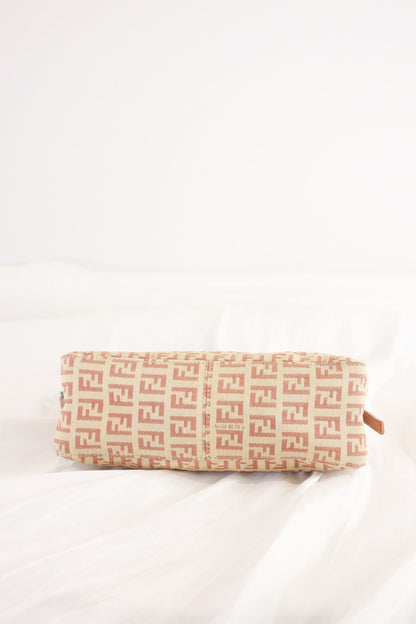 Fendi Zucchino Baguette Canvas Leather Bag