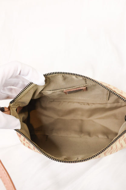Fendi Zucchino Baguette Canvas Leather Bag