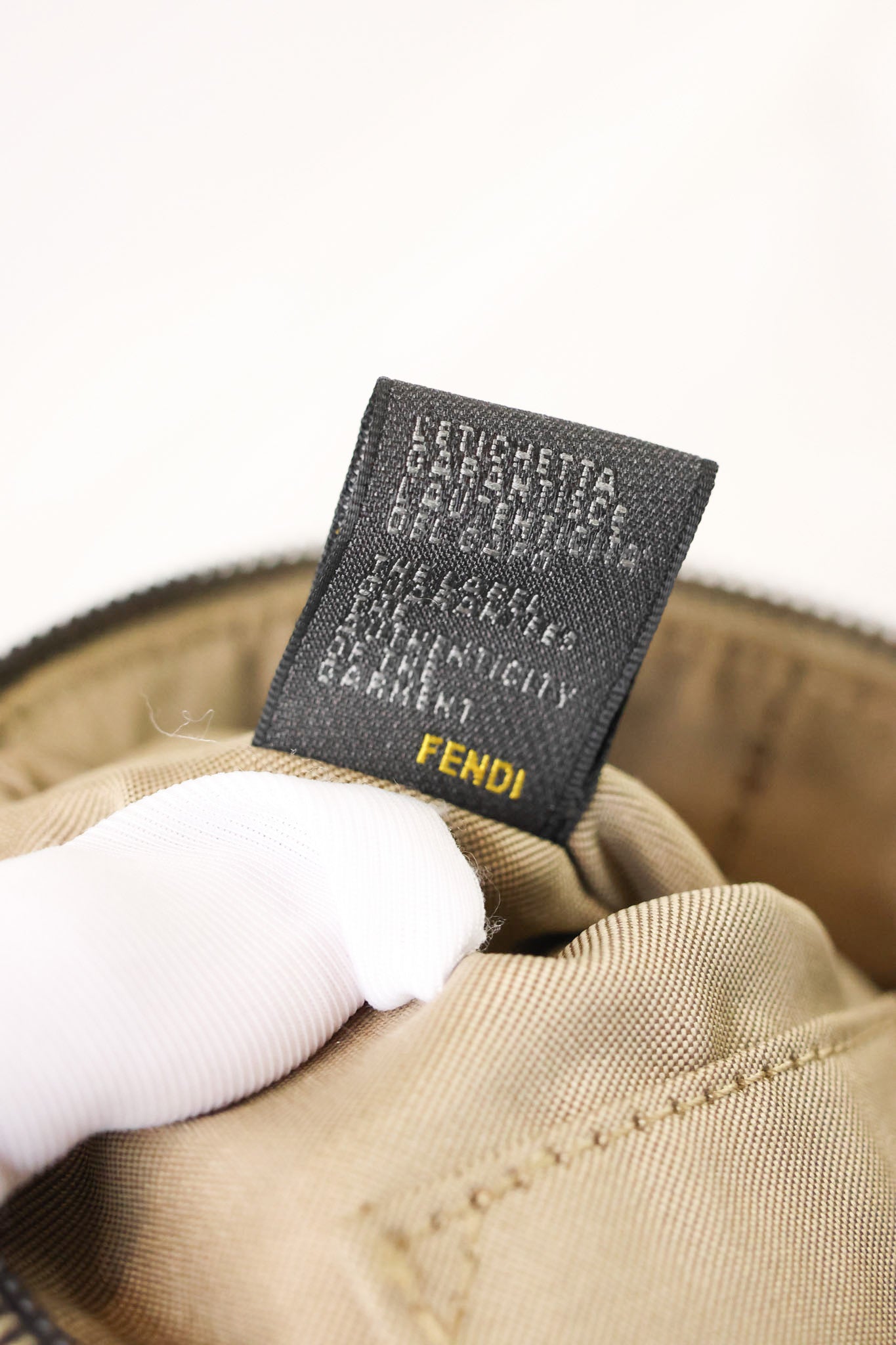 Fendi Zucchino Baguette Canvas Leather Bag
