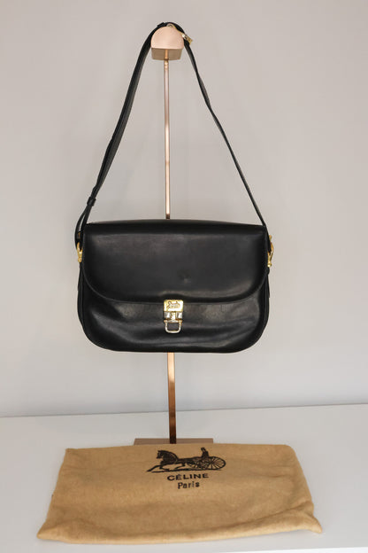 Celine Box Calf Leather with Carriage Hardware – Black