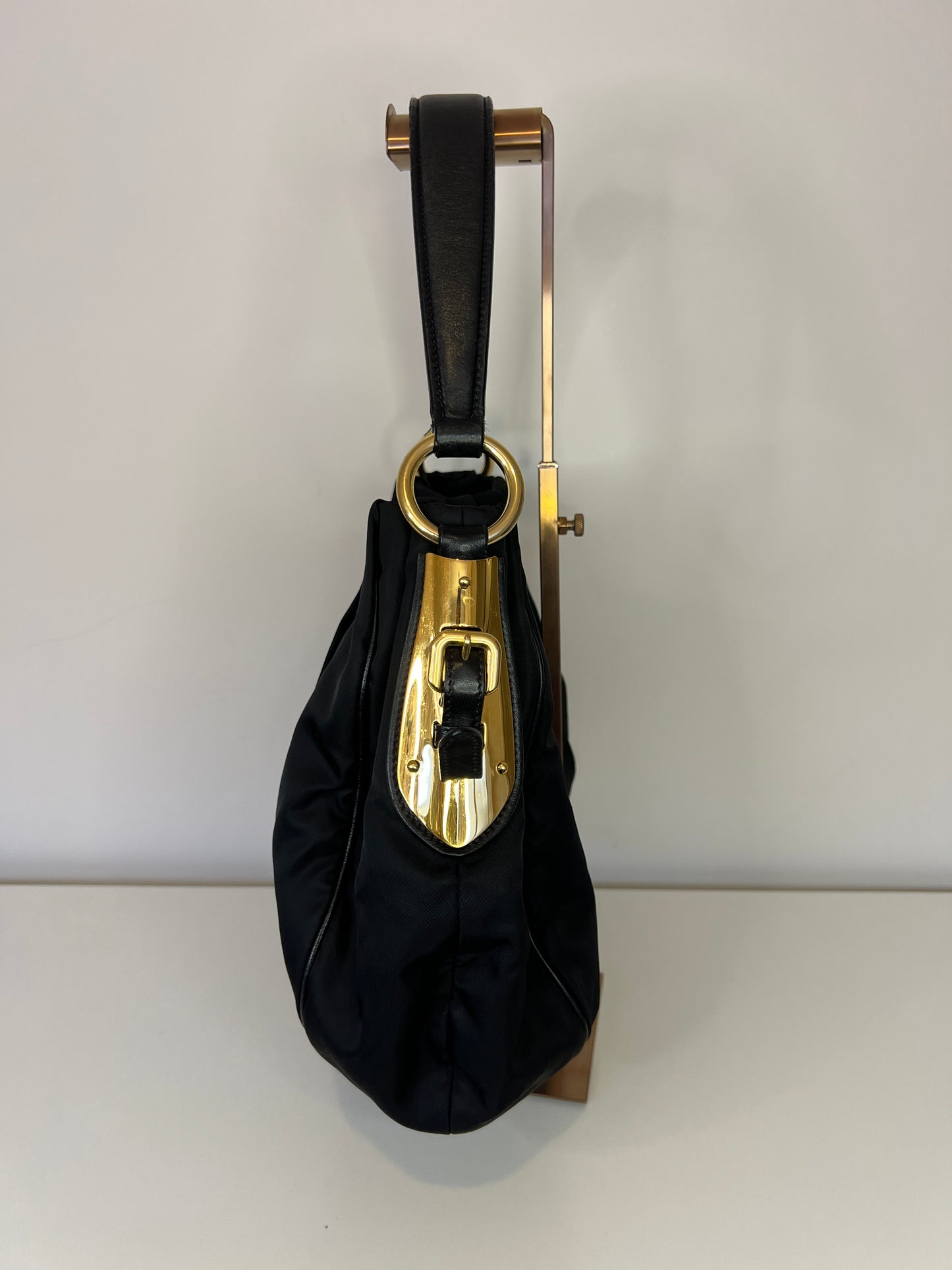 Prada Tessuto Nylon Gathered Top Handle Bag
