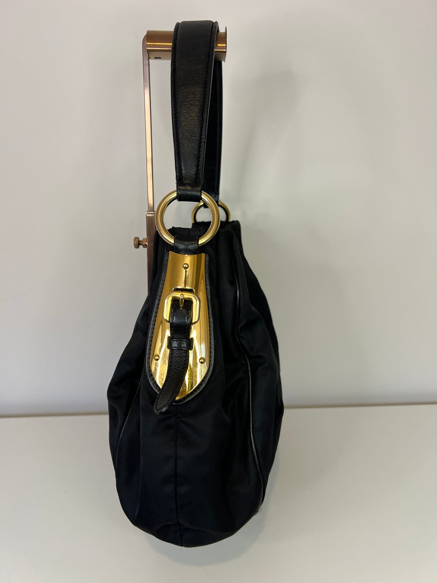 Prada Tessuto Nylon Gathered Top Handle Bag