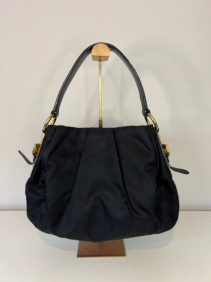 Prada Tessuto Nylon Gathered Top Handle Bag