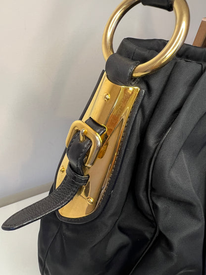 Prada Tessuto Nylon Gathered Top Handle Bag