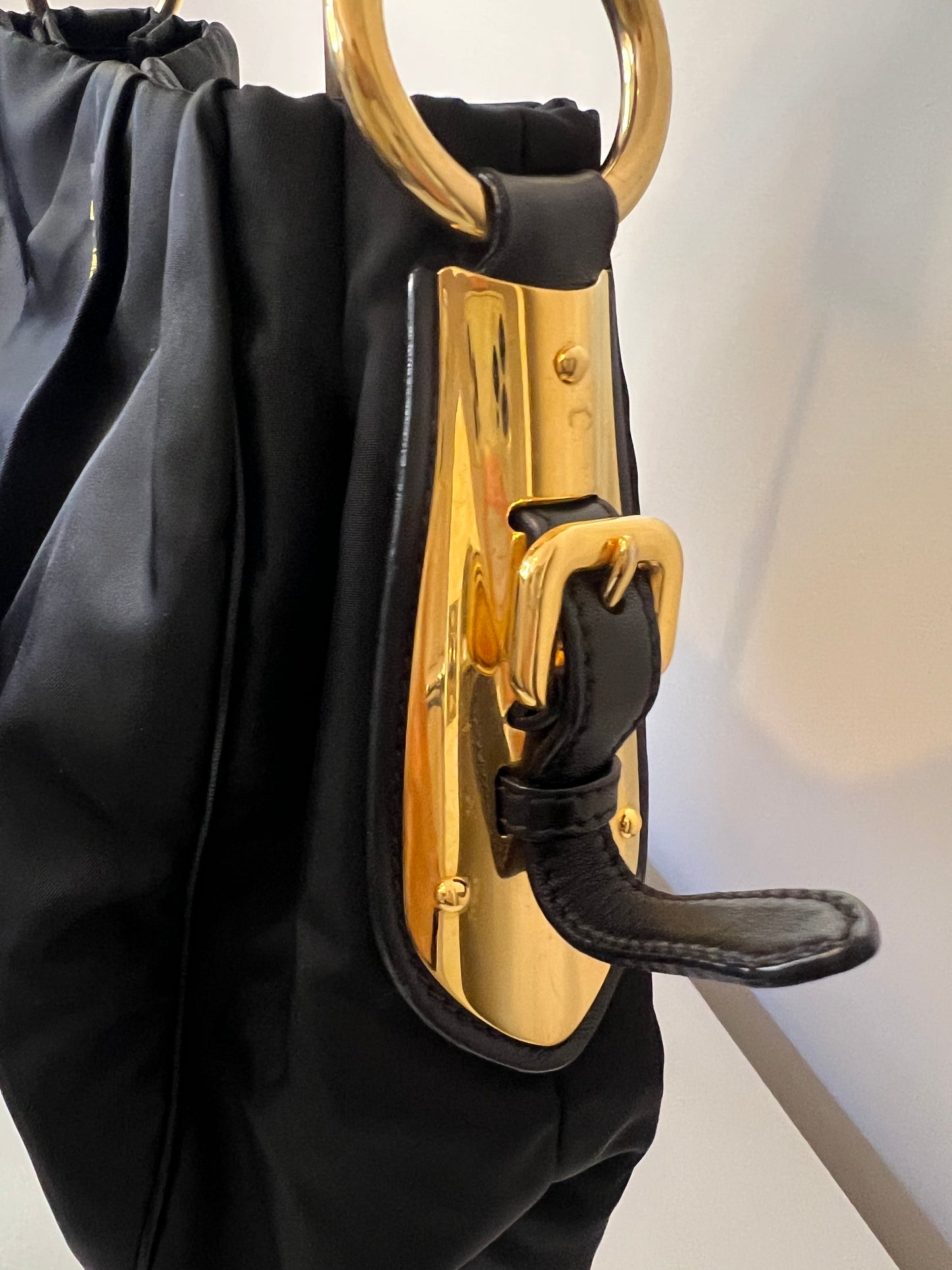 Prada Tessuto Nylon Gathered Top Handle Bag