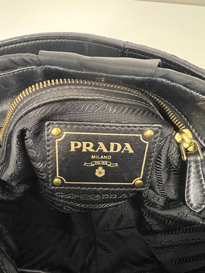 Prada Tessuto Nylon Gathered Top Handle Bag