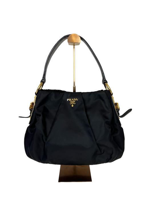 Prada Tessuto Nylon Gathered Top Handle Bag