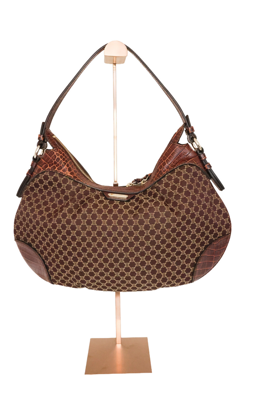 Celine Macadam One shoulder Croc embossed bag